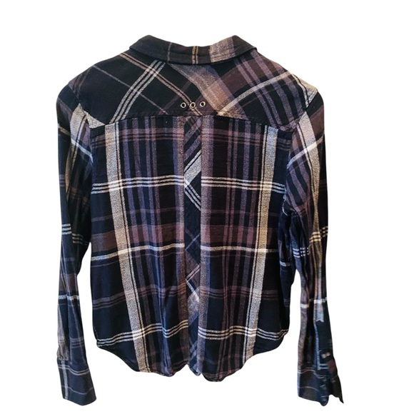 Free People Wesley Plaid Shirt Black and Gray - Picture 4 of 8